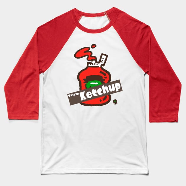 Splatfest Team Ketchup v.2 Baseball T-Shirt by KumoriDragon